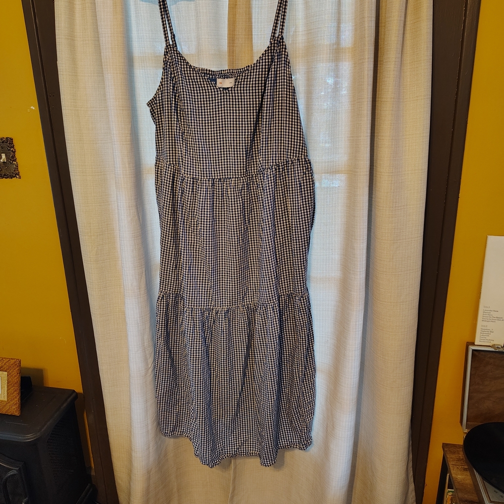 Old Navy Navy Checkered Midi Dress